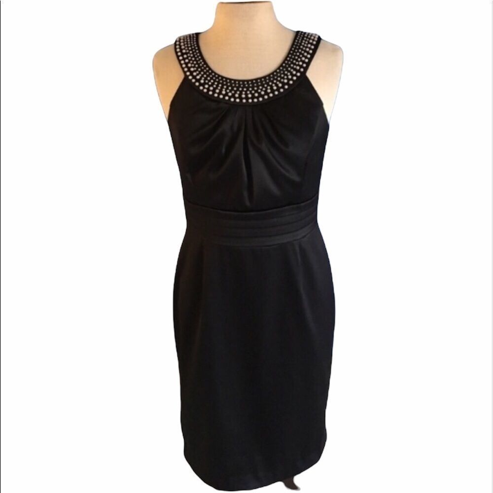 White House Black Market Dress w/Pearl Neckline